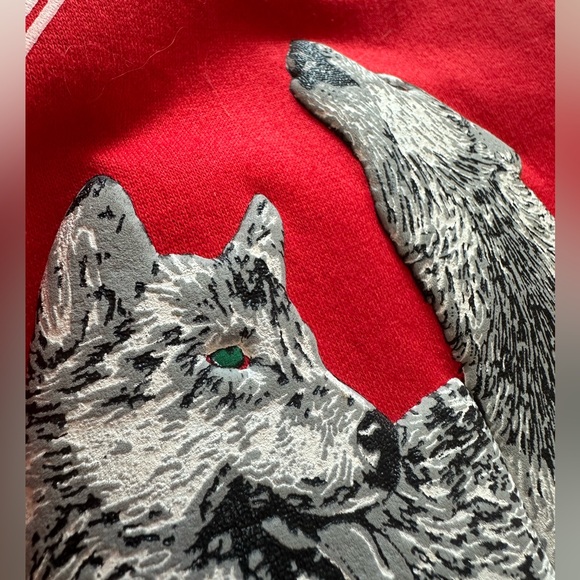 Vintage 90’s Canada North Crewneck with puff print wolves. Size XL - Picture 5 of 9